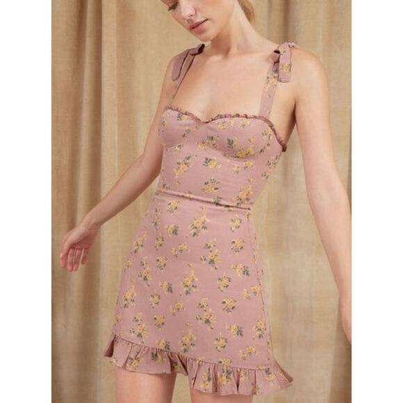 Reformation RARE Pink Floral Christine Mini Dress - Picture 1 of 7